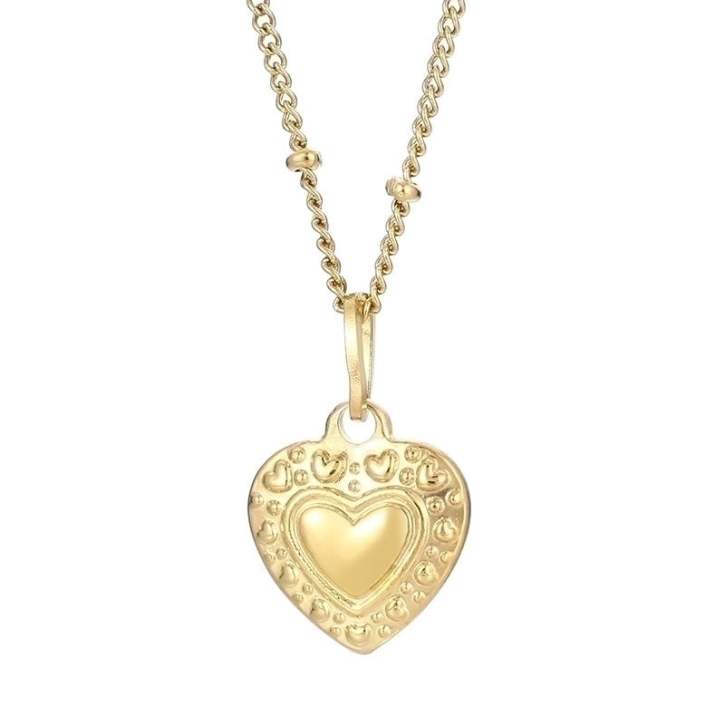 Minimalist Heart Shape Titanium Steel Resin 18K Gold Plated Inlay Pendant Necklace