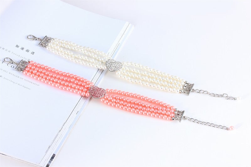 Heart Pattern Pearl Dog Cat Collar