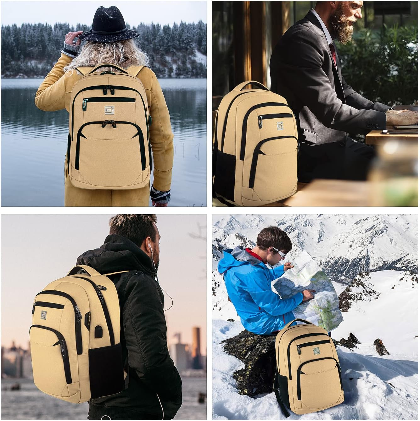 Laptop Backpack,Business Travel Anti Theft Slim Durable Laptops Backpack with USB Charging Port,Water Resistant College Computer Bag for Women & Men Fits 15.6 Inch Laptop and Notebook - Black