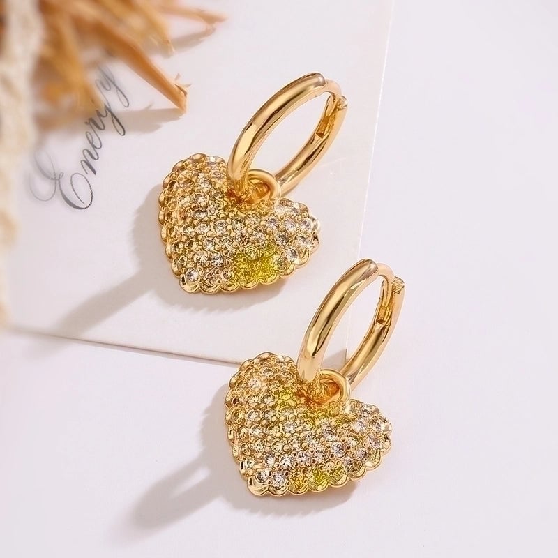 1 Pair Minimalist Commute Heart Shape Plating Inlay Copper Zircon 18k Gold Plated Drop Earrings