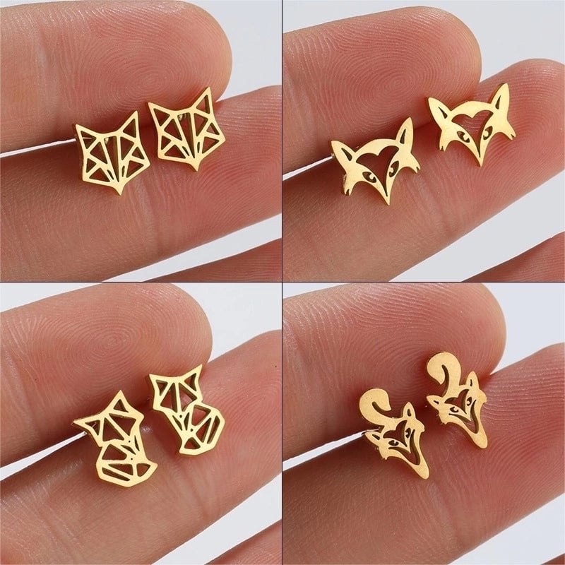 Minimalist Animal Plating 304 Stainless Steel 18K Gold Plated Ear Studs