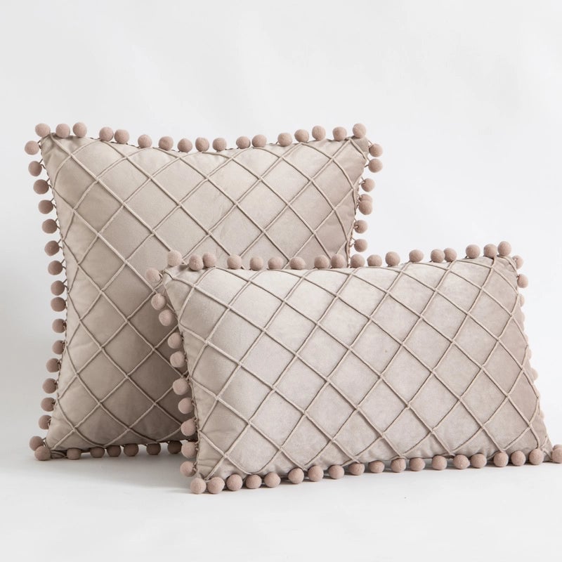 Retro Plaid Solid Color Chemical Fiber Pillow Cases