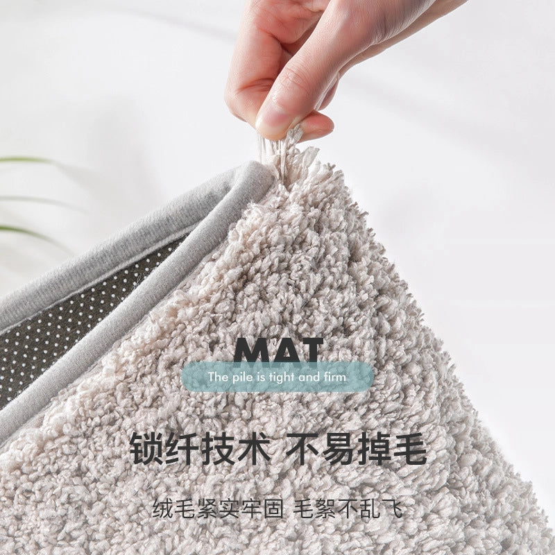 Household Bathroom Door Mat Solid Color Simple Bathroom Absorbent Non-Slip Mat Spot Thickened Fiber Floor Mat