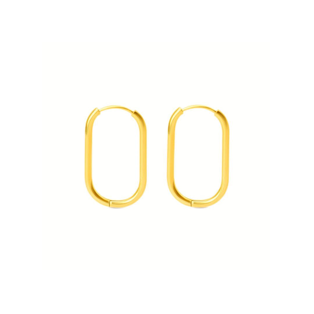 16mm Thin oval hoop - Gold