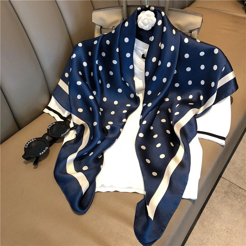Women's Elegant Business Polka Dots Polyester Printing Silk Scarf