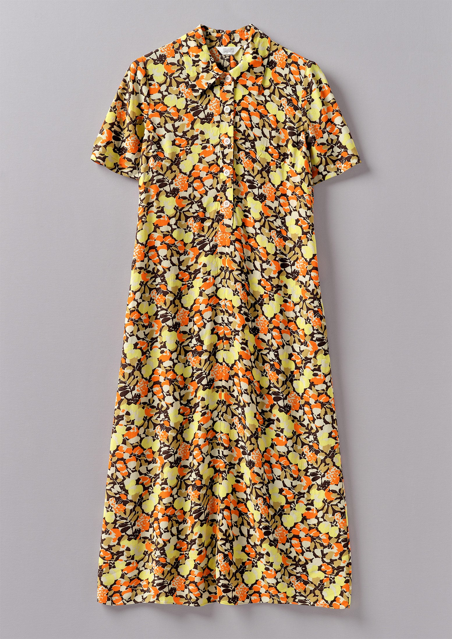 Hedgerow Print Crepe Shirt Dress | Burnt Orange