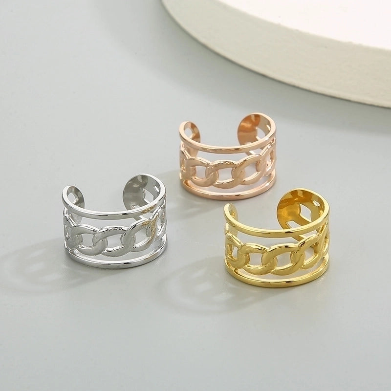 Minimalist Solid Color Titanium Steel 18K Gold Plated Polishing Open Rings