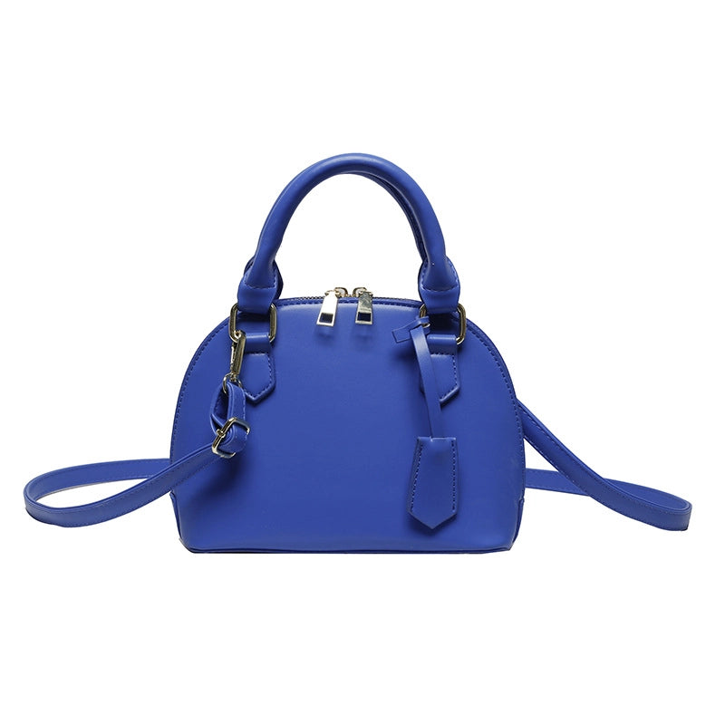 Women's All Seasons Pu Leather Solid Color Vintage Style Shell Zipper Dome Bag