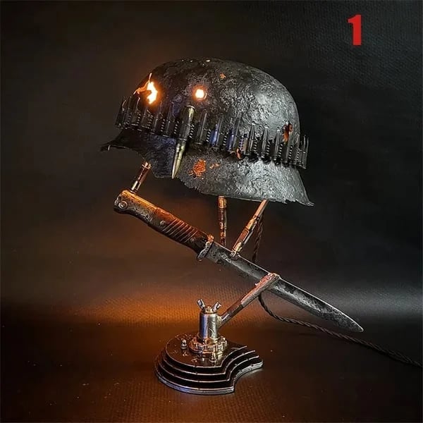 Combat Helmet Light Up Home Decor Table Lamp