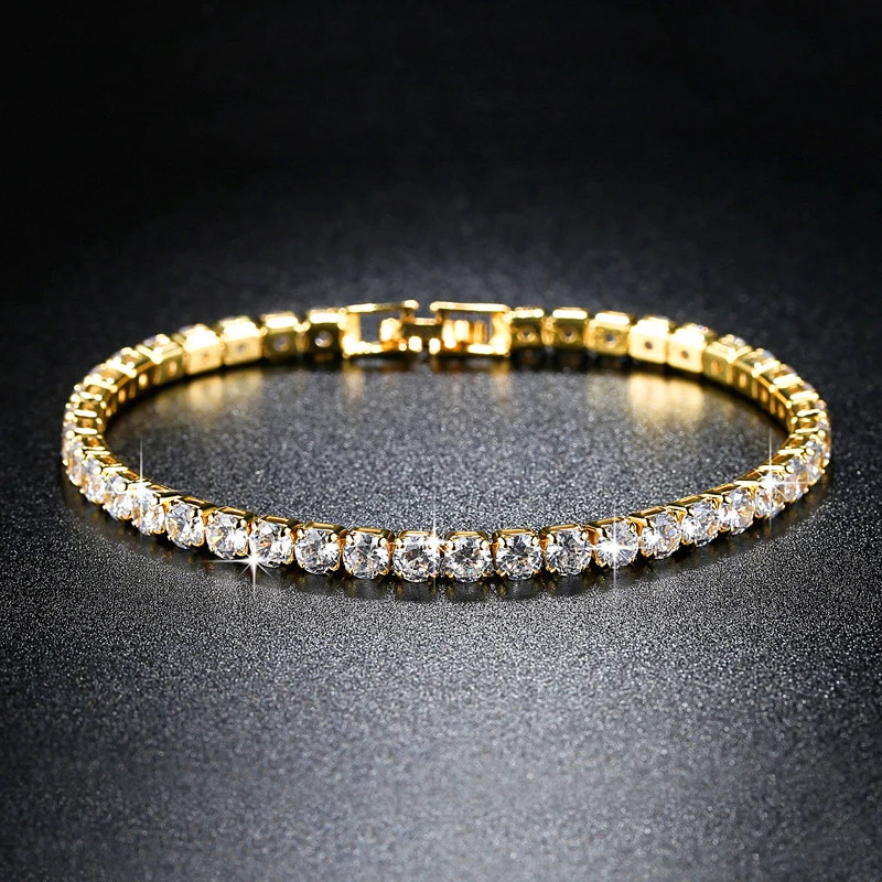 14k Gold Plated 925 Sterling Silver 3mm  Moissanite Tennis Bracelet Women