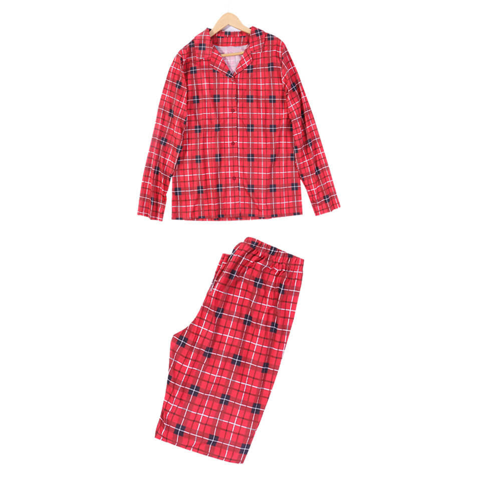 Christmas Red Checkered Full-Body Skin-Friendly Matching Pajamas for Dog and Owner