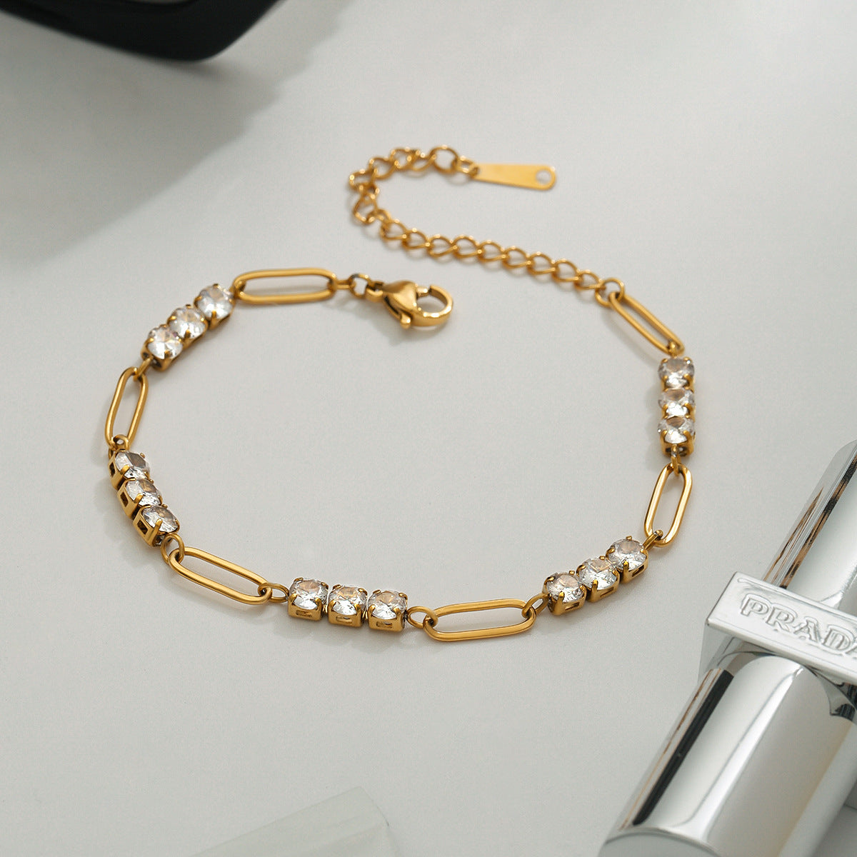 Stainless Steel Full Diamond Tennis Chain Jewelry Women'S Bracelet Stacking Titanium Steel
