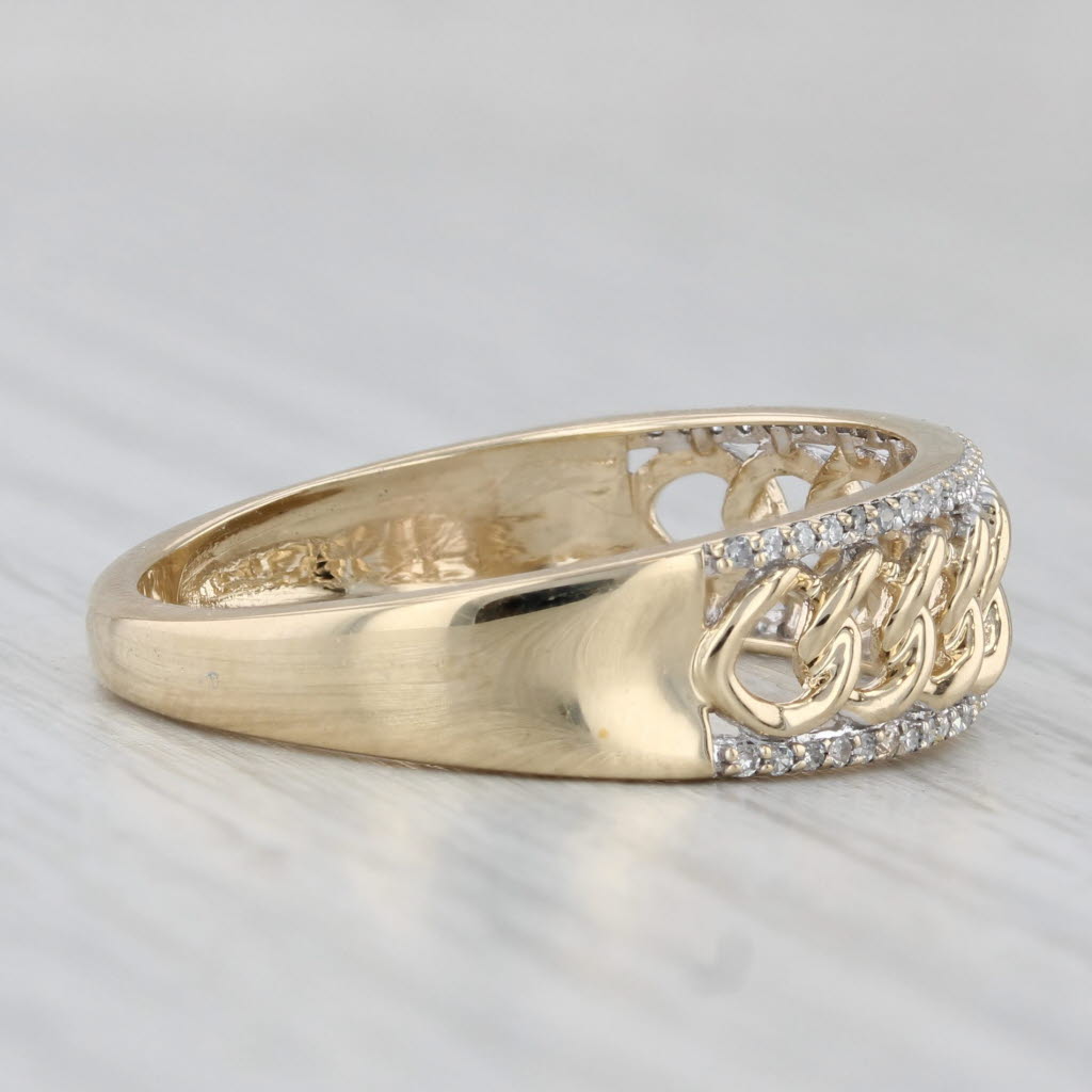 0.12ctw Diamond Linked Circles Ring 10k Yellow Gold Size 11 Band