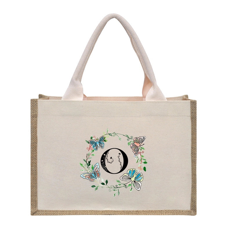 Women's Medium Canvas Letter Basic Classic Style Open Shopping Bags