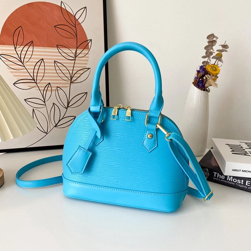 Women's Pu Leather Solid Color Elegant Classic Style Shell Zipper Shoulder Bag Crossbody Bag Dome Bag