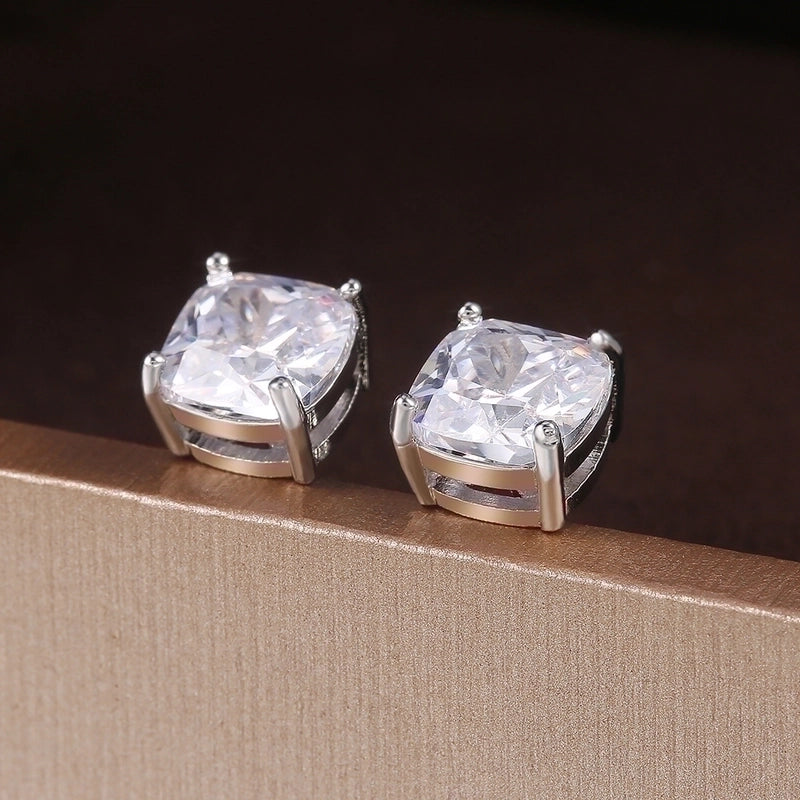Fashion Square Zircon Geometric Copper Earrings