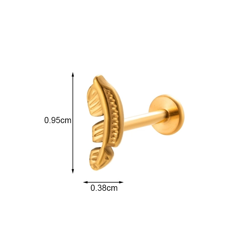 1 Piece Ear Cartilage Rings & Studs IG Style Vintage Style Palm Feather Snake Pure Titanium Plating Inlay Zircon