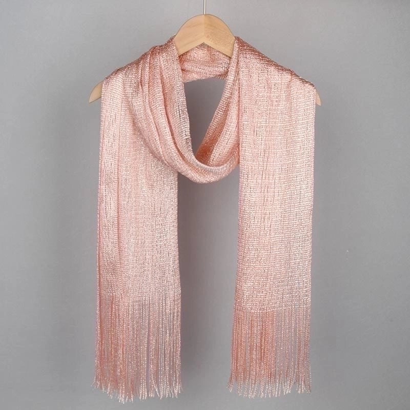 Women's Minimalist Solid Color Polyester Tassel Scarf