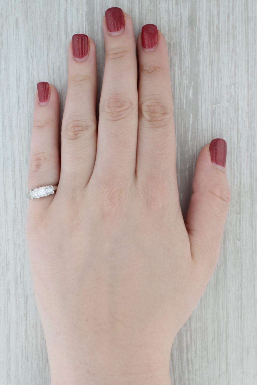 1.01ctw Princess Diamond 3-Stone Engagement Ring 14k White Gold Size 6.25