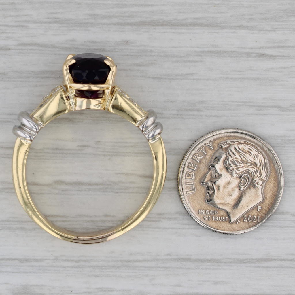 4.44ctw Oval Amethyst Diamond Ring 18k Yellow White Gold Size 11.25