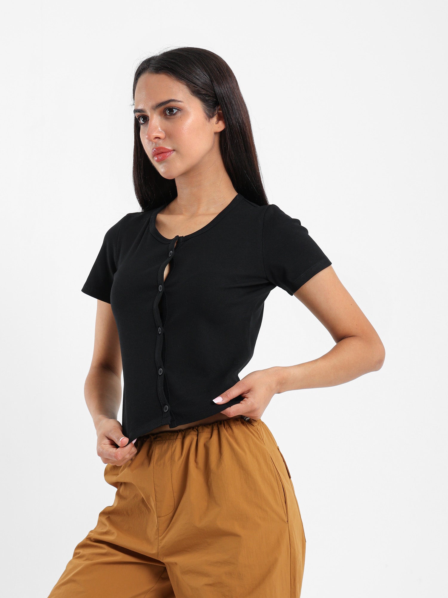 Ribbed Short Sleeve Fitted Cardigan