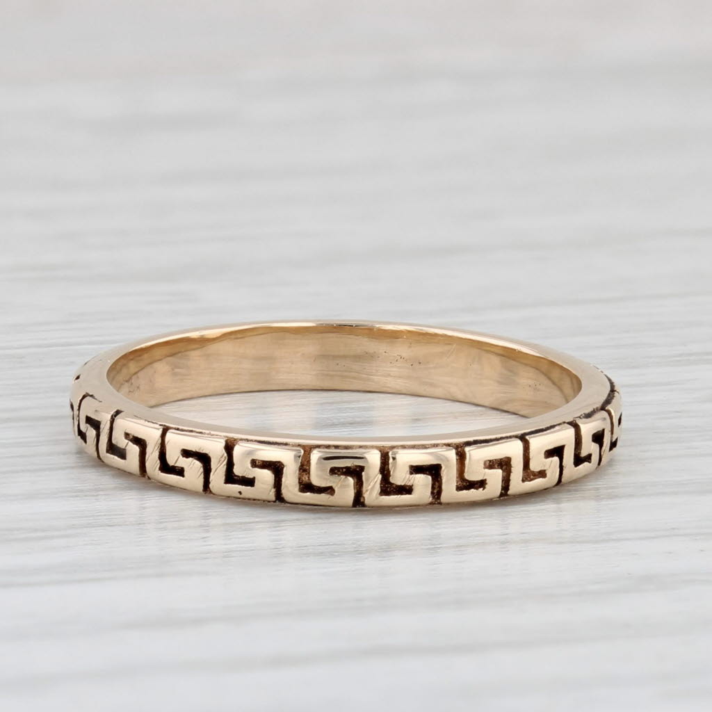 Greek Key Pattern Ring 14k Yellow Gold Size 6.5 Stackable Band