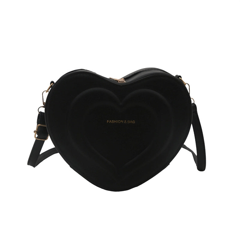Personalized. Stylish And Simple Indentation Contrast Color Heart Bag  Autumn New Trendy Pure Color Trendy Shoulder Messenger Bag