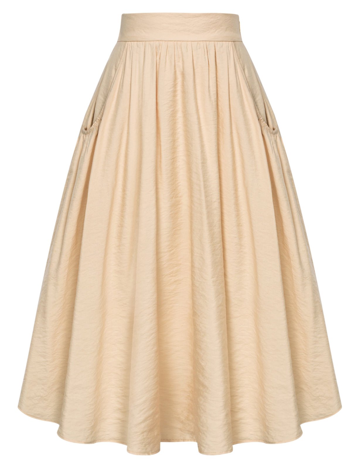 Faux Linen Skirt with Pockets Vintage Swing Skirt Elastic Waist Flared A Line Skirts