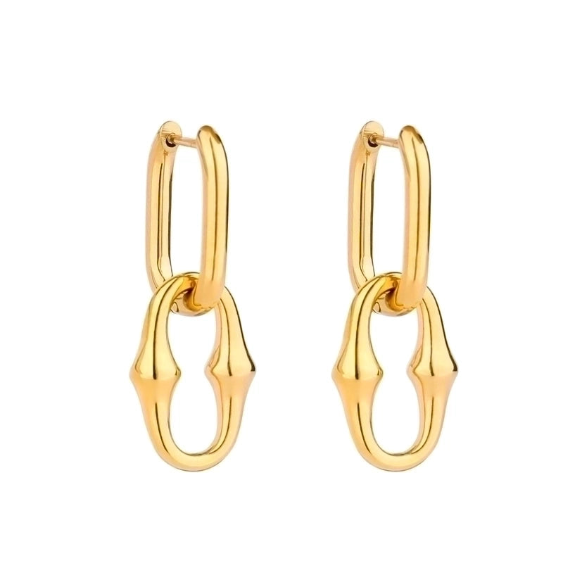 INS Style Geometric Polishing Plating Stainless Steel Gold Plated Earrings