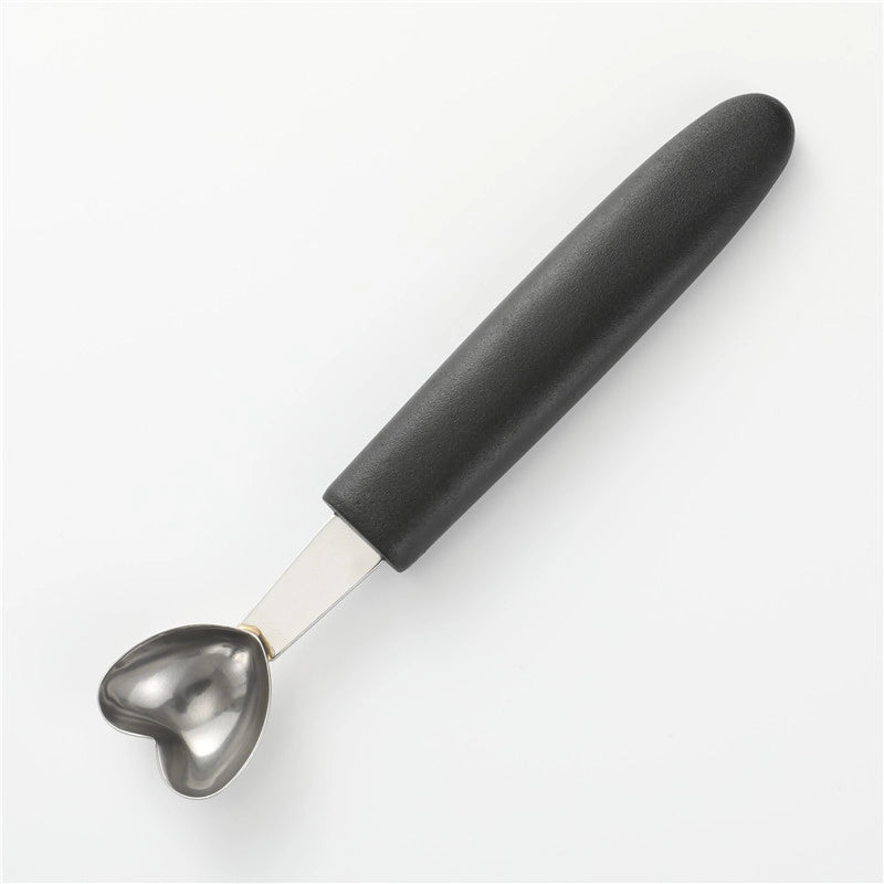 Simple Stainless Steel Fruit Ball Digger Ice Cream Watermelon Platter Digging Spoon Household Kitchen Metal Spoon With Rubber Handle