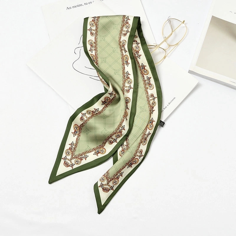 Women's Elegant Geometric Satin Silk Scarf