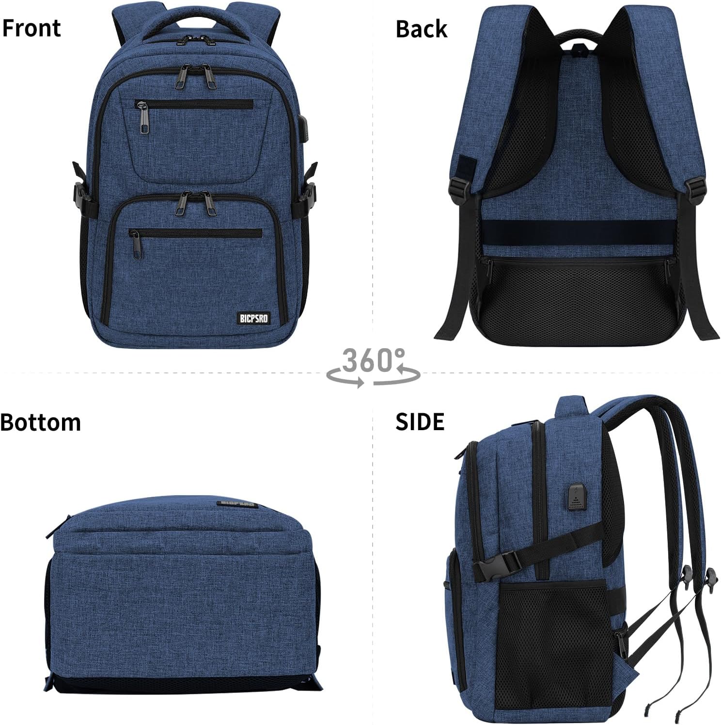 Black backpack for school, School Backpack for boys teens, Backpacks for men, College high middle school bookbag Fits15.6 Inch Laptop with USB Charging Port, Boys backpack, Book bag