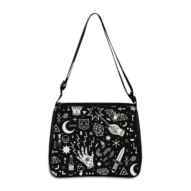 Women's Small All Seasons Polyester Cartoon Cat Vintage Style Square Zipper Underarm Bag