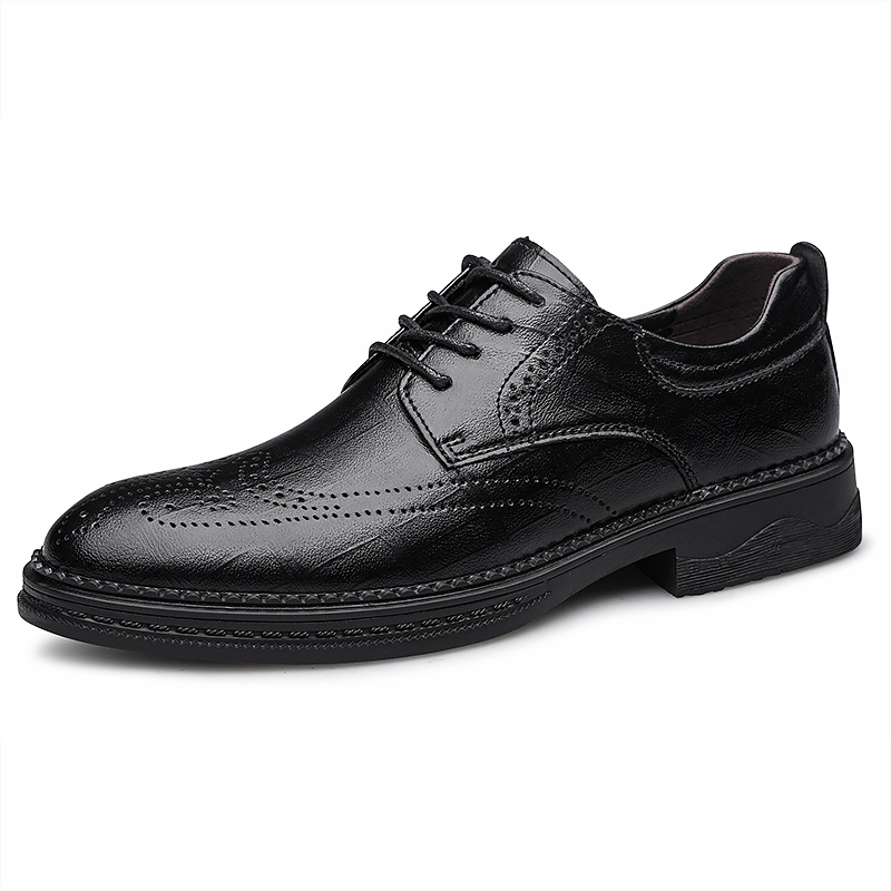 Getjiida Slip on Shoes Breathable Lace-Up Wedding Shoes Mens Genuine Leather Shoes British Business Brogue Shoes Non-Slip Men Oxford Shoes Formal Shoes