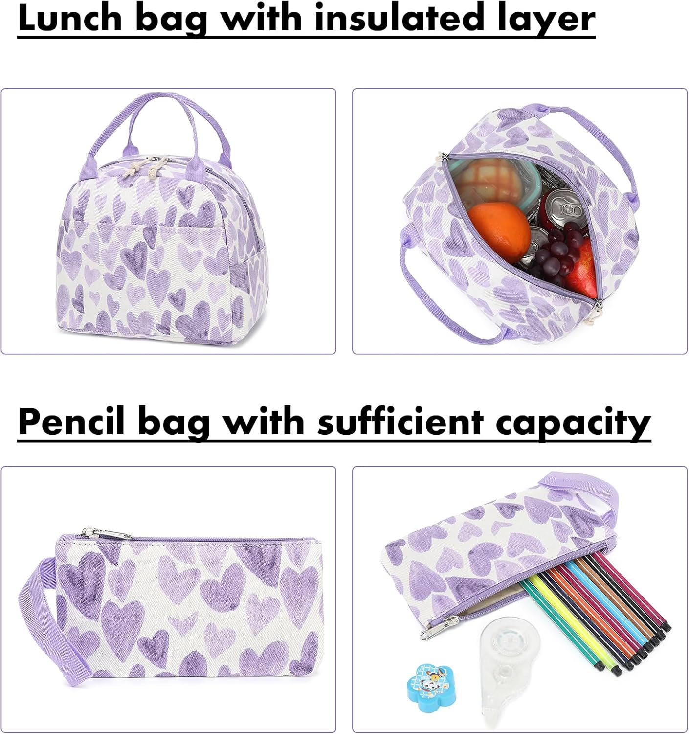 Bluboon School Backpack Teens Girls Boys Kids School Book Bags with Lunch Box Pencil Bag