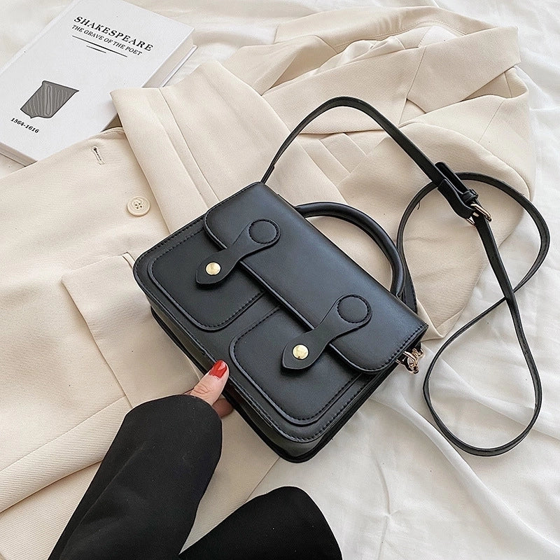 Women's Small Pu Leather Geometric Elegant Zipper Square Bag