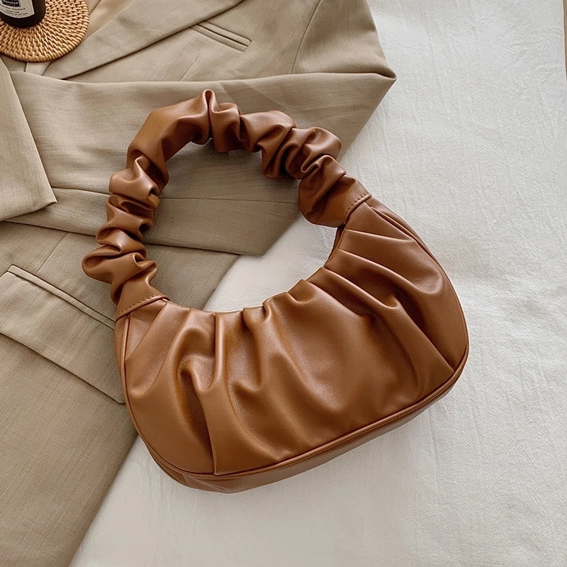 Solid Color Cloud Fold Single Shoulder Bag