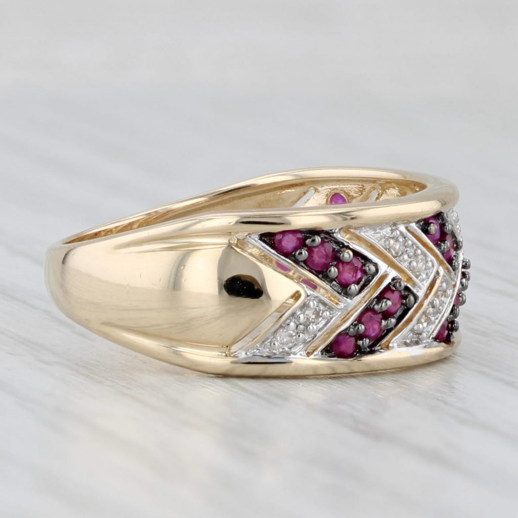 0.18ctw Ruby Diamond Ring 14k Yellow Gold Size 7