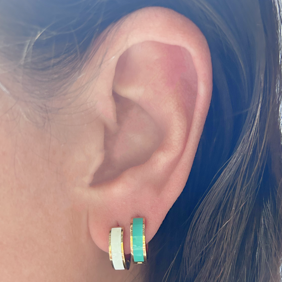 10mm White hoops - Gold