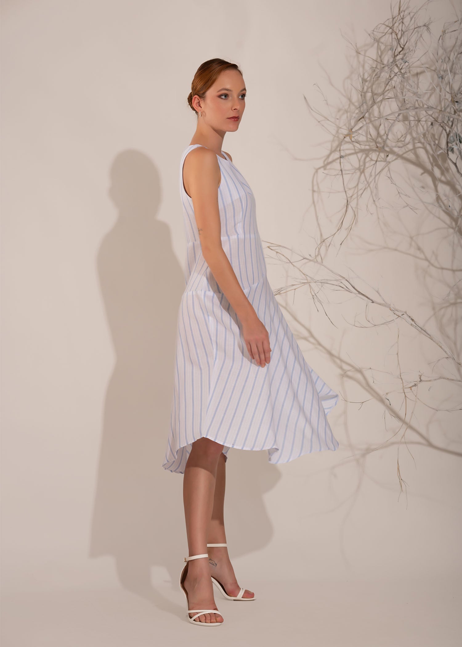 Stripe Dress With Tiered Panel