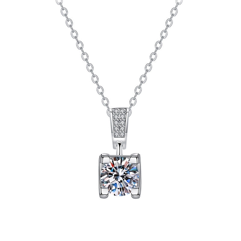 Minimalist Shiny Round Water Droplets Bow Knot Copper Plating Inlay Zircon Silver Plated Pendant Necklace Necklace Pendant
