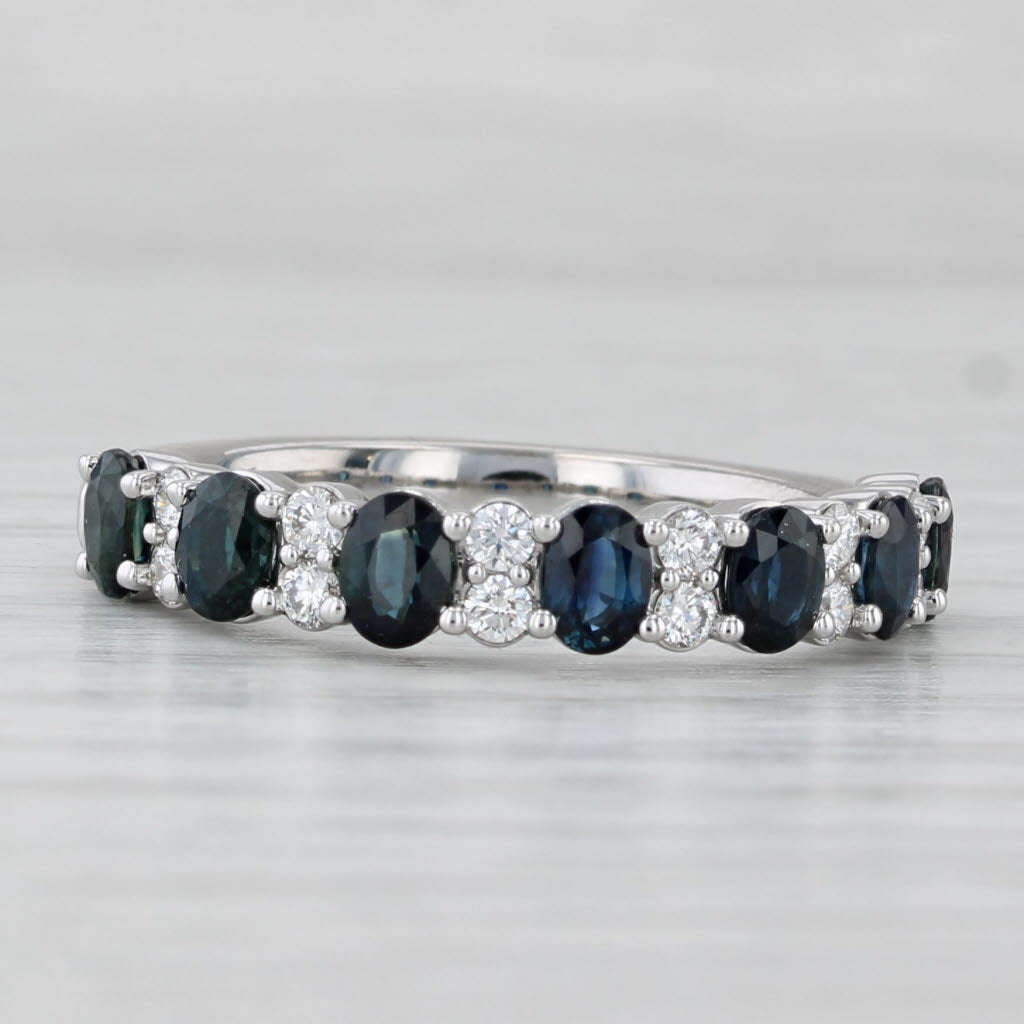 2.05ctw Blue Sapphire Diamond Ring 14k White Gold Size 8.75 Stackable Wedding