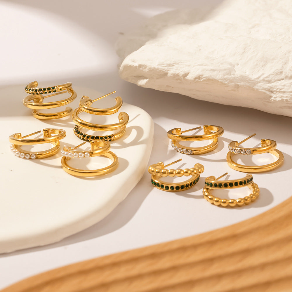 IG Style Irregular Geometric Stainless Steel 18K Gold Plated Earrings