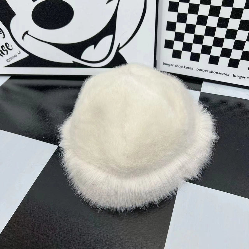 New Hat Winter New Thickened Warm Faux Fur Fashion Simple Fisherman Hat Faux Mink Women's Mongolian Hat