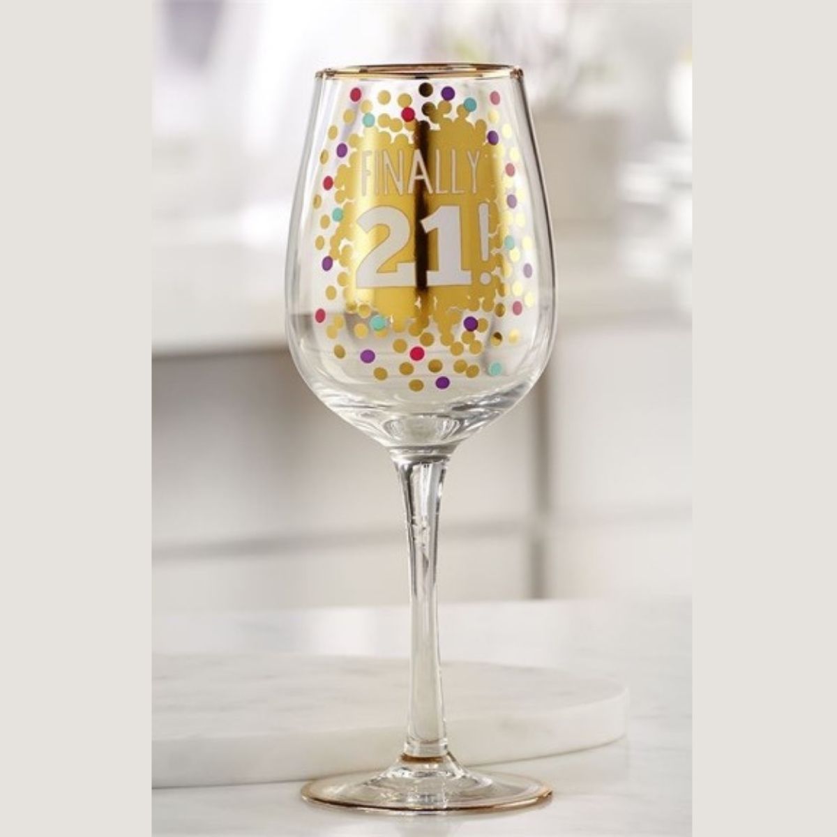Finally 21 Wine Glass