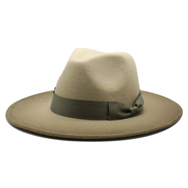 Style Big Brim Woolen Hat Gradient Color Two-color Jazz Hat Autumn And Winter Men's And Women's Hat Felt Hat JZ-013