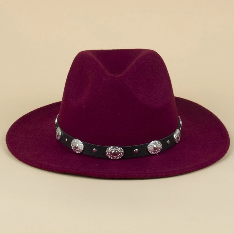 Silver Buckle Jazz Hat Punk Western Cowboy Hat Star Pattern Hat Five-pointed Star Small Hat Spot