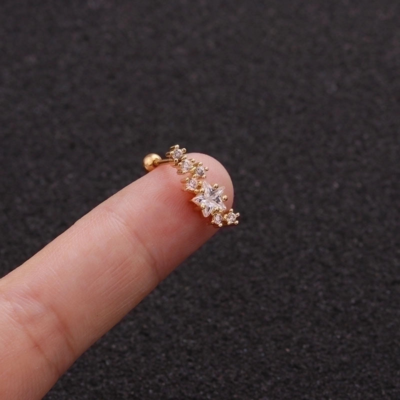 Minimalist Triangle Round Water Droplets Stainless Steel Copper Inlaid Zircon Ear Studs 1 Piece