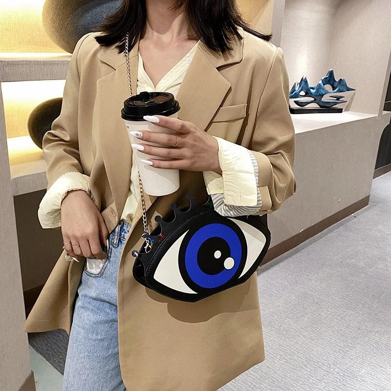 Small Pu Leather Square Bag Personalized Contrasting Chain Shoulder Bag