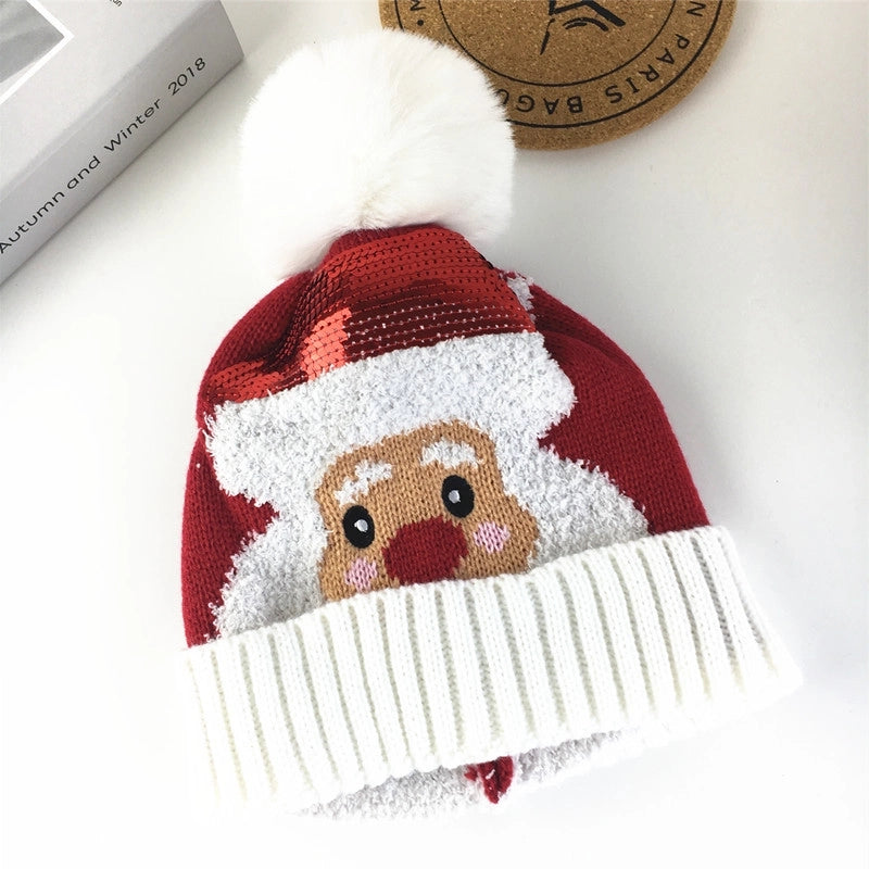 Unisex Cartoon Style Cute Santa Claus Elk Eaveless Wool Cap